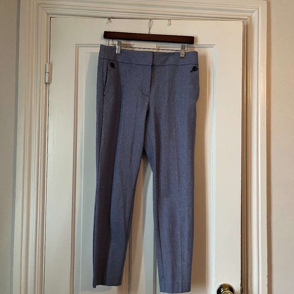 LOFT Marisa blue and white checkered dress pants